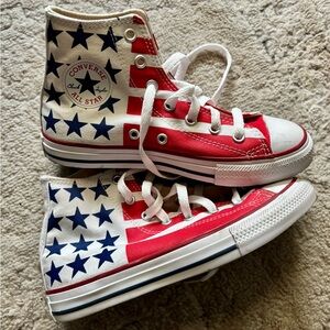 Converse Kids' Red white and Blue High-Top Sneakers Patriotic Size 2 Shoes